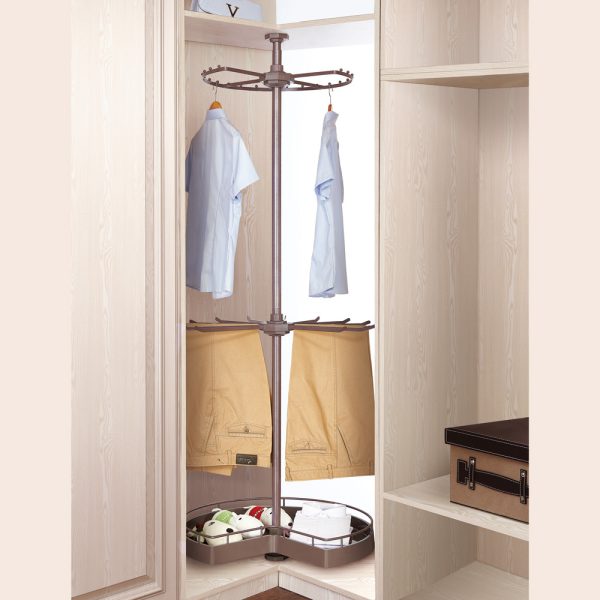 Revolving Basket Shelf 3 tier Storage Basket For Corner Wardrobe Cabinet
